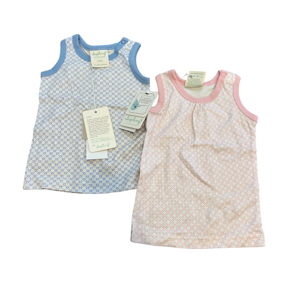 NWT Sapling‎ 100% Organic Cotton Baby Tank Tops 3-6 Months